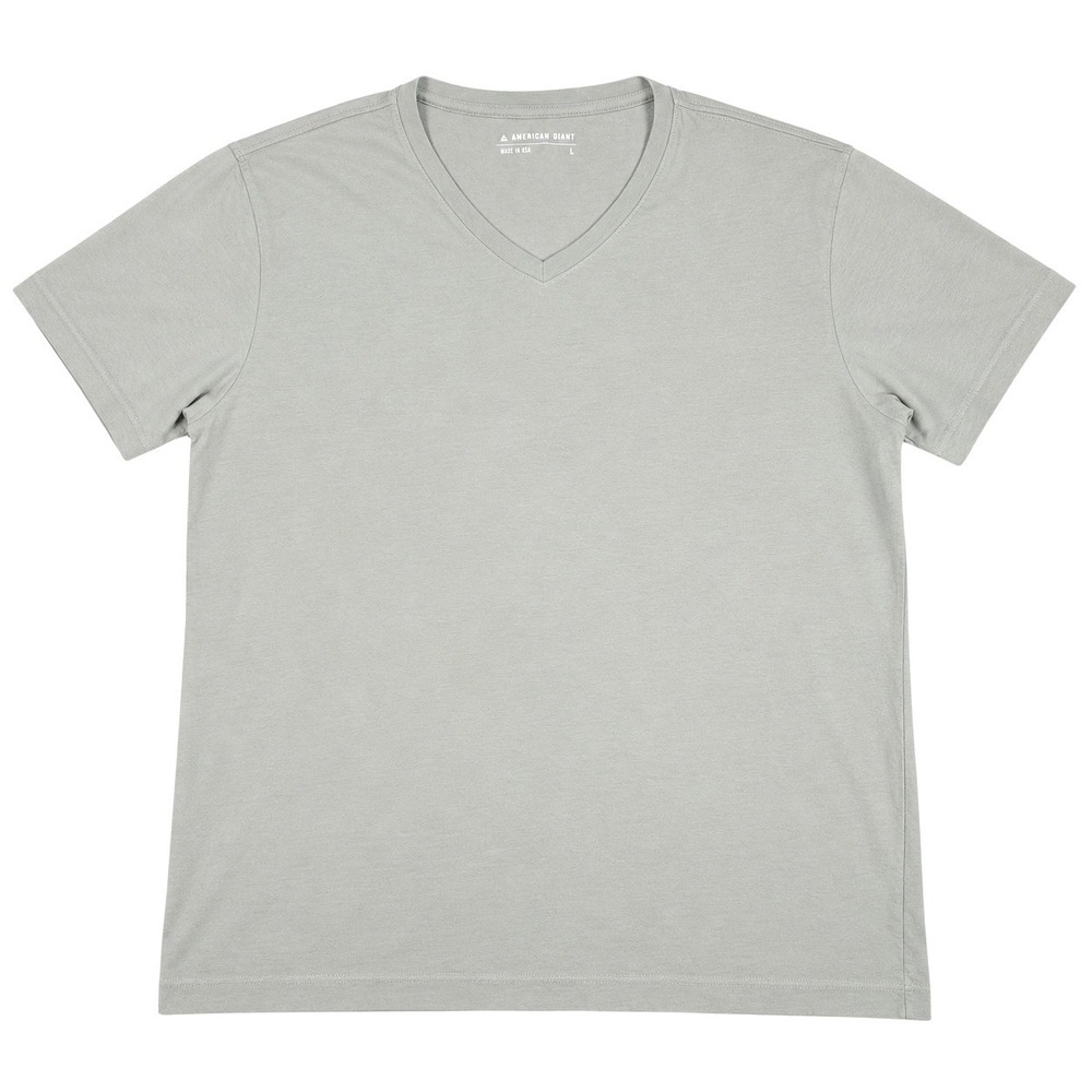 American Giant Premium Slub V-Neck Tee Mens L Iron Gray Cotton Made in USA Basic